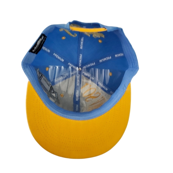 Men's Los Angeles Snapback Hat – Sky Blue & Yellow Cap w/ Football Graphic - Picture 8 of 9